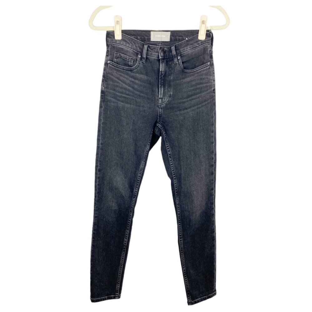 Everlane Womens High Rise Skinny Jeans Washed Black Ankle Size 25 Regular